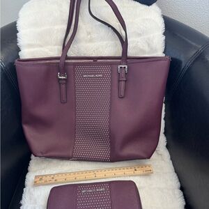 Michael Kors Plum Tote with Studded Detail